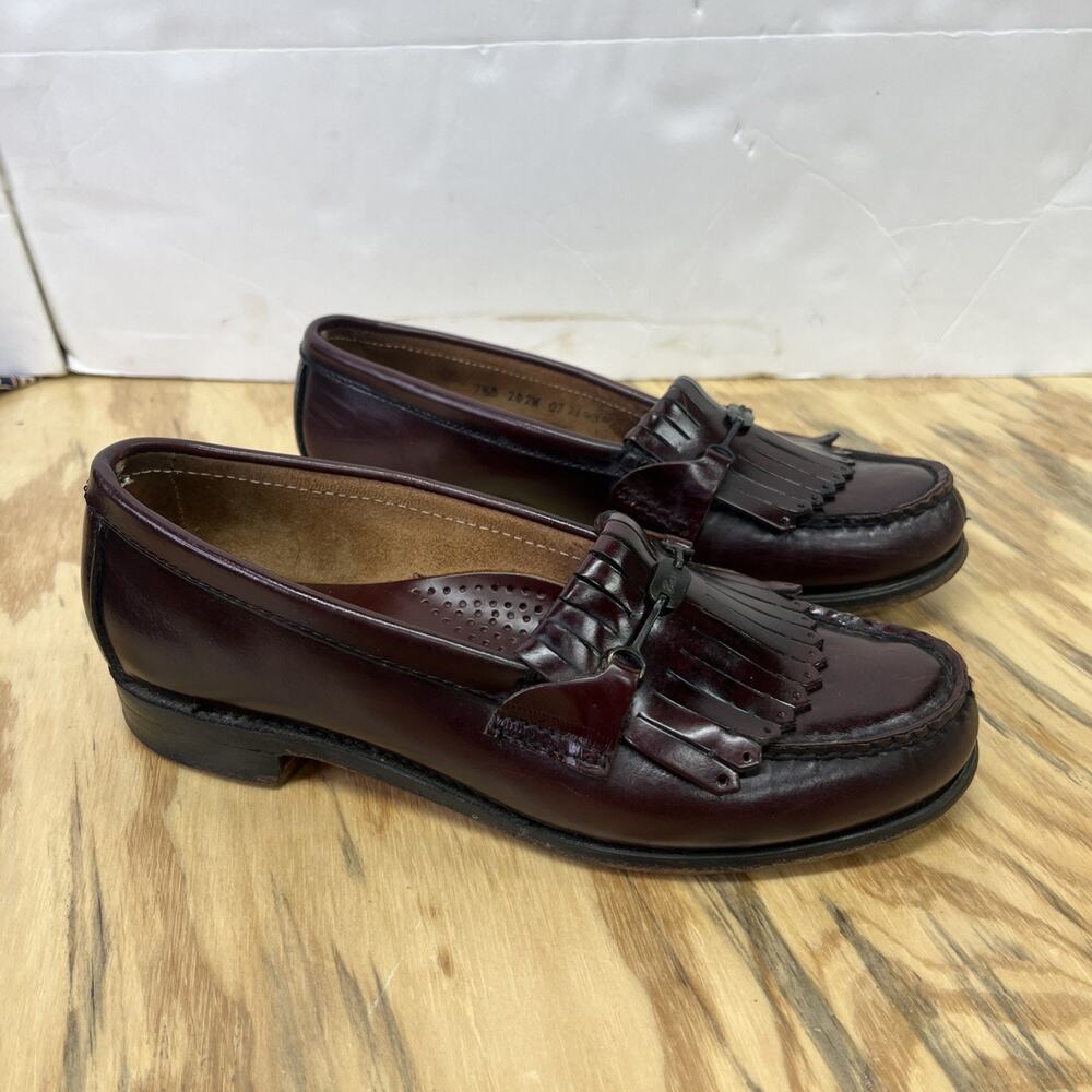 Vintage G.H. Bass Weejuns Penny Loafers Womens 7.5 Burgundy Kiltie Bit Ox Blood